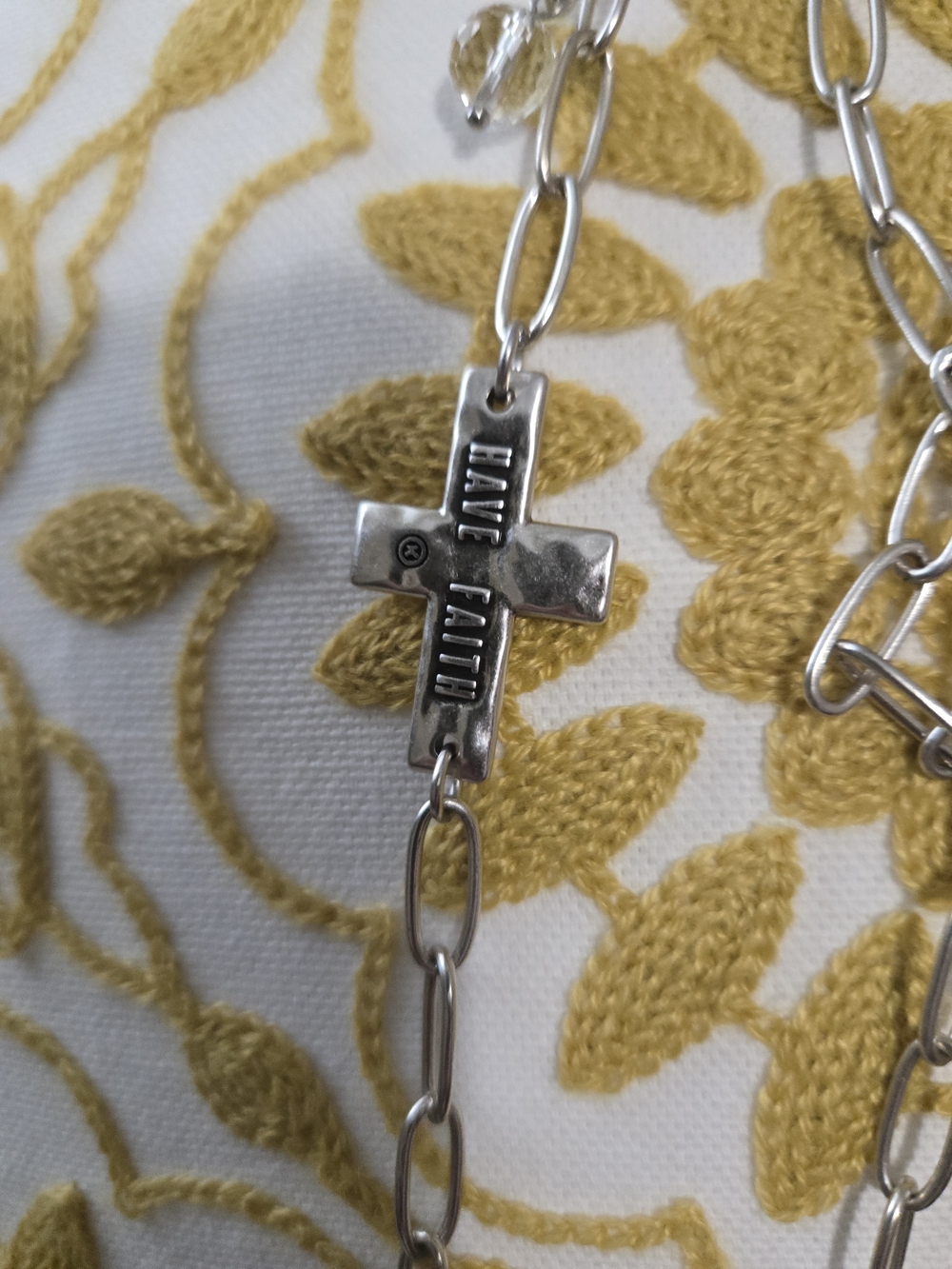 Katia Designs- Silver Cross Link Layered Necklace - Women Jewelry - Picture 3 of 4